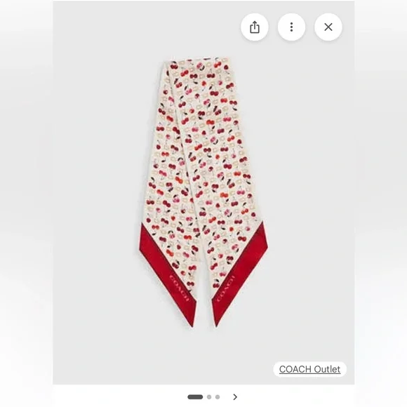 Coach Sculpted C Cherries silk scarf - Picture 3 of 3